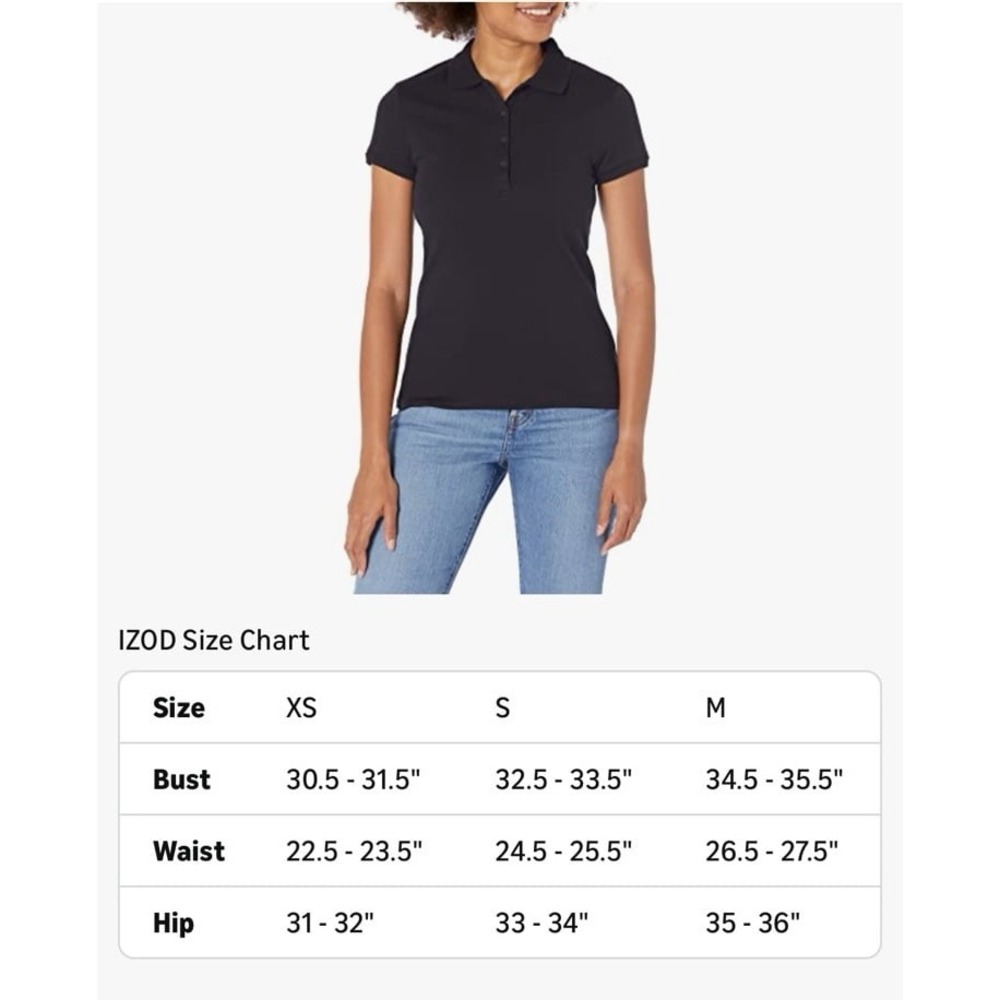 IZOD Juniors Uniform Short Sleeve Interlock Polo Shirt Navy Blue XS